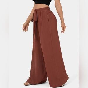 NWOT Halara High Waisted Tie Front Side Pocket Wide Leg Flowy Casual Pants